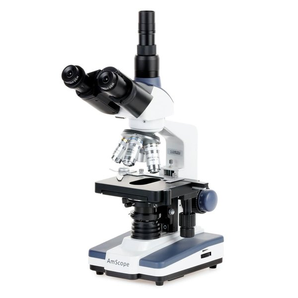 Amscope 40X-2500X LED Lab Trinocular Compound Microscope w 3D 2-Layer Mechanical Stage T120C